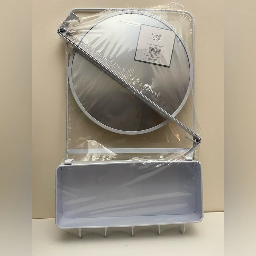 Wall Organizer with Mirror - White